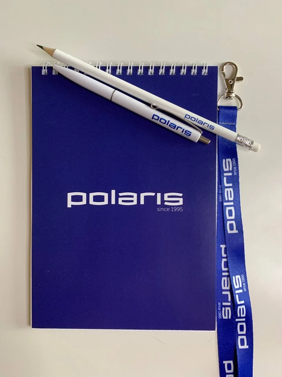 Polaris notebook, pen and lanyard from the original project